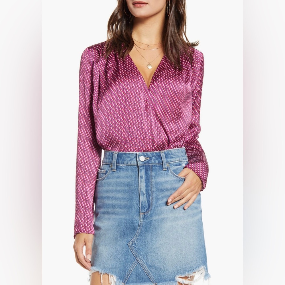 Leith Geo Print Surplice Bodysuit